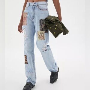 Urban Outfitters BDG High-Waisted Cowboy Jeans in Patchwork Denim, Size 25